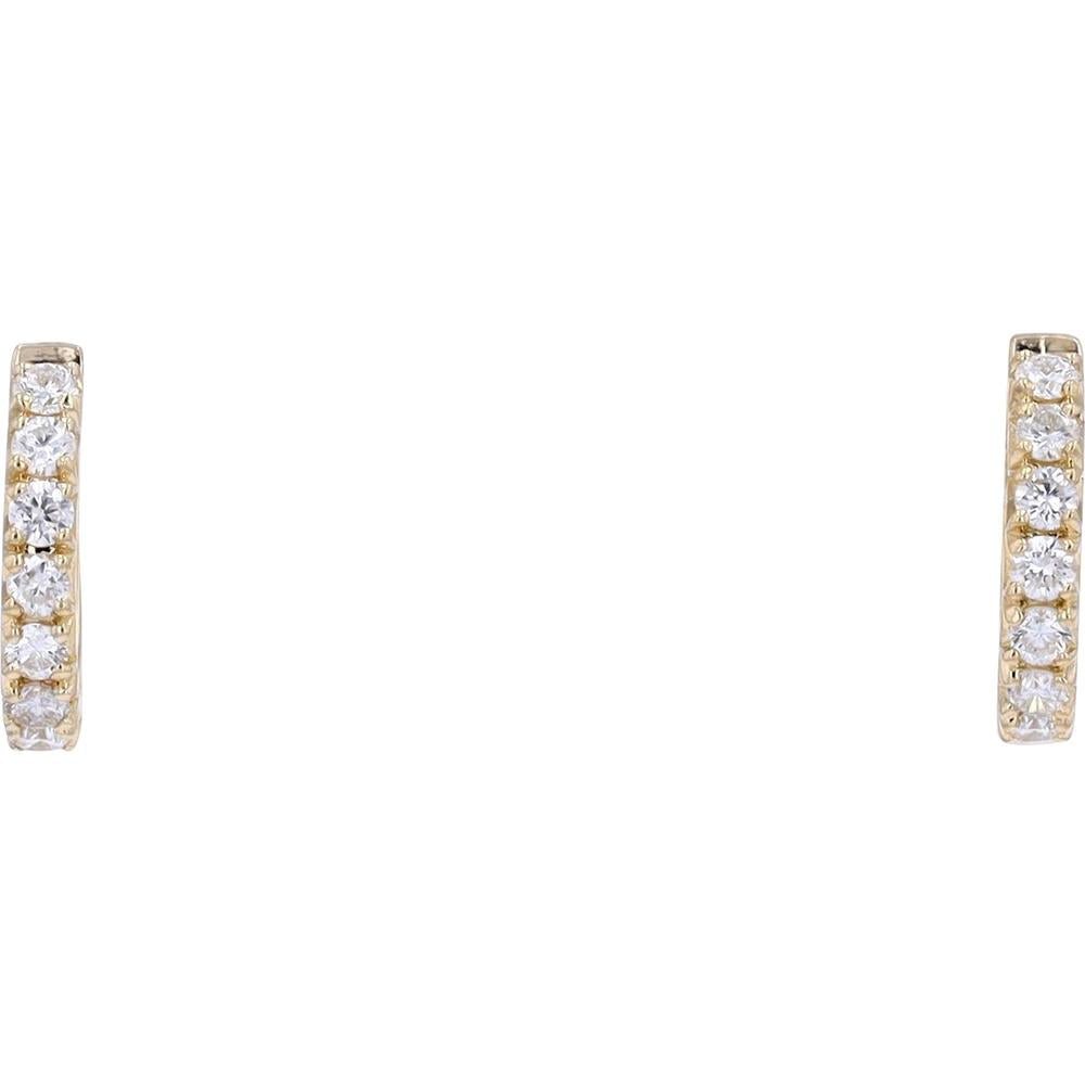 14K Yellow Gold Huggie Earrings with Prong Set Round Diamonds - 0.50 Carats Total Diamond Weight