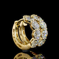 14K Yellow Gold Huggie Earrings with Prong Set Round Lab Diamonds - 1.93 Carats Total Diamond Weight - Covaloro Fine Jewelry