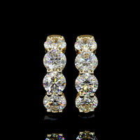 14K Yellow Gold Huggie Earrings with Prong Set Round Lab Diamonds - 1.93 Carats Total Diamond Weight - Covaloro Fine Jewelry