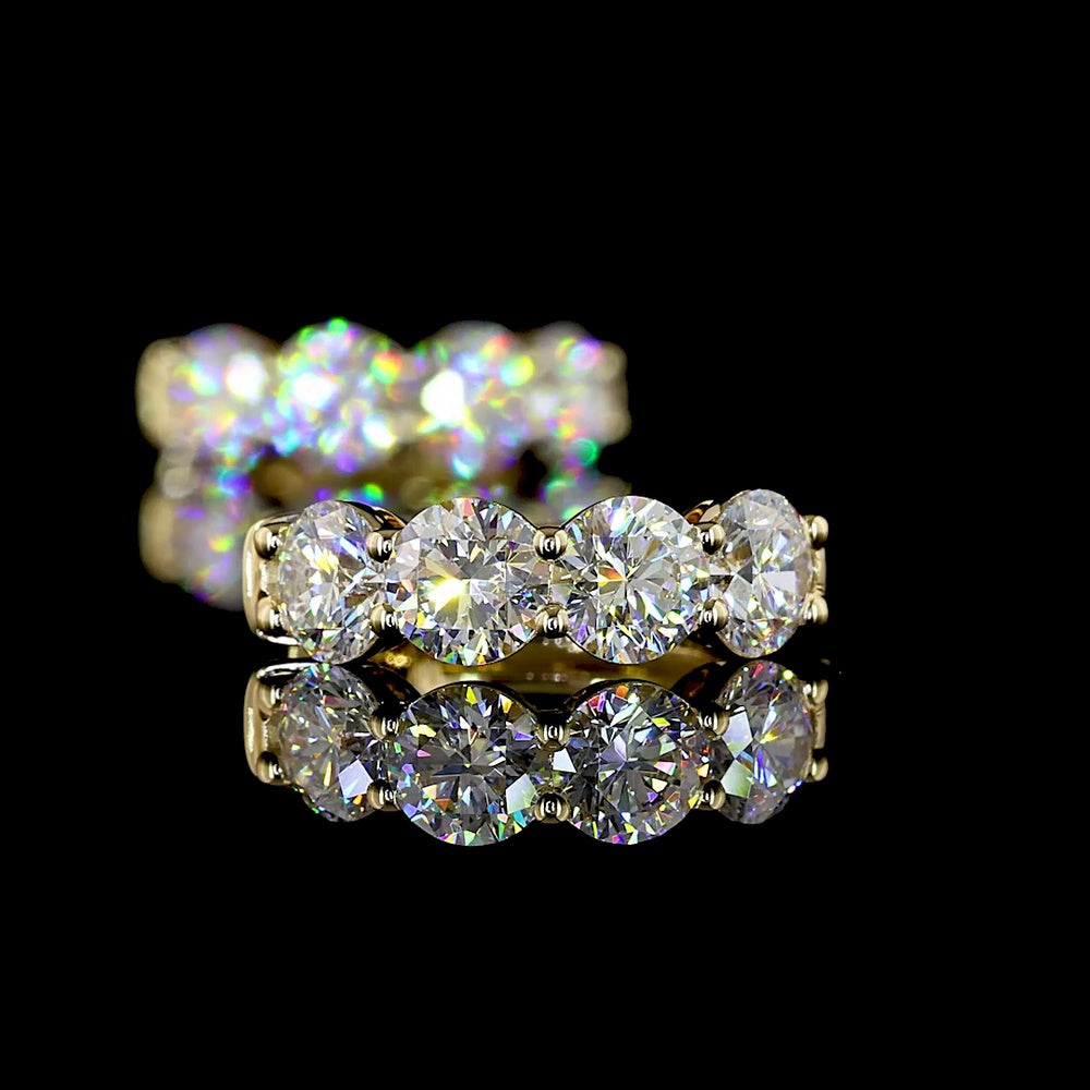 14K Yellow Gold Huggie Earrings with Prong Set Round Lab Diamonds - 1.93 Carats Total Diamond Weight - Covaloro Fine Jewelry