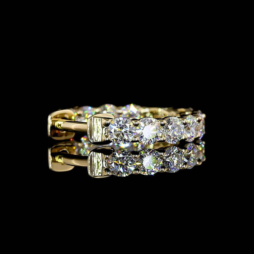 14K Yellow Gold Huggie Earrings with Round Brilliant Cut Lab Diamonds - 0.98 Carat Total Diamond Weight, E-F Color, VS1 Clarity - Covaloro Fine Jewelry