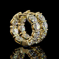 14K Yellow Gold Huggie Earrings with Round Brilliant Cut Lab Diamonds - 3.15 Carats Total Diamond Weight - Covaloro Fine Jewelry