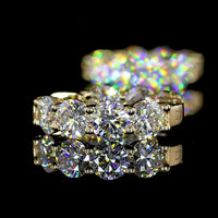 14K Yellow Gold Huggie Earrings with Round Brilliant Cut Lab Diamonds - 3.15 Carats Total Diamond Weight - Covaloro Fine Jewelry