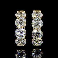 14K Yellow Gold Huggie Earrings with Round Brilliant Cut Lab Diamonds - 4.13 Carats Total Diamond Weight, E-F Color VS Clarity - Covaloro Fine Jewelry