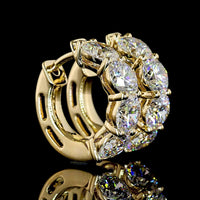 14K Yellow Gold Huggie Earrings with Round Brilliant Cut Lab Diamonds - 4.13 Carats Total Diamond Weight, E-F Color VS Clarity - Covaloro Fine Jewelry