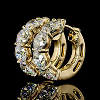 14K Yellow Gold Huggie Earrings with Round Brilliant Cut Lab Diamonds - 4.13 Carats Total Diamond Weight, E-F Color VS Clarity - Covaloro Fine Jewelry