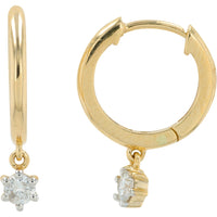 14K Yellow Gold Huggie Earrings with Six-Prong Set Round Diamonds - 0.20 Carat Total Diamond Weight