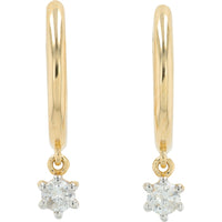 14K Yellow Gold Huggie Earrings with Six-Prong Set Round Diamonds - 0.20 Carat Total Diamond Weight