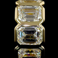 14K Yellow Gold Huggie Hoop Earrings with Bezel Set Emerald Cut Lab Diamonds - 3.50 Total Carat Weight - Covaloro Fine Jewelry