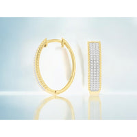 14K Yellow Gold Huggie Hoop Earrings with Pavé-Set Round Diamonds and Milgrain Detail - 0.44 Carat Total Diamond Weight - Royal Jewelry