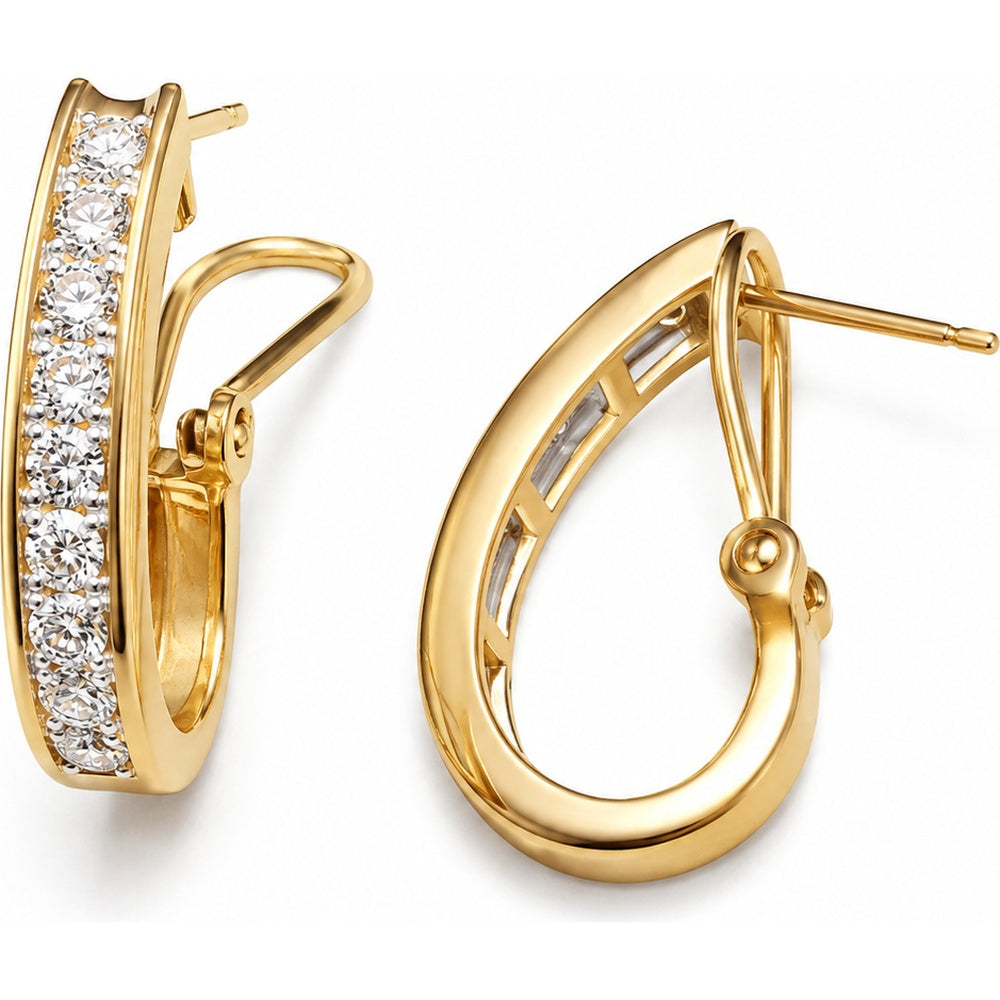14K Yellow Gold Huggies with Channel Set Round Diamonds - 1.10 Carat Total Diamond Weight by Auriventus