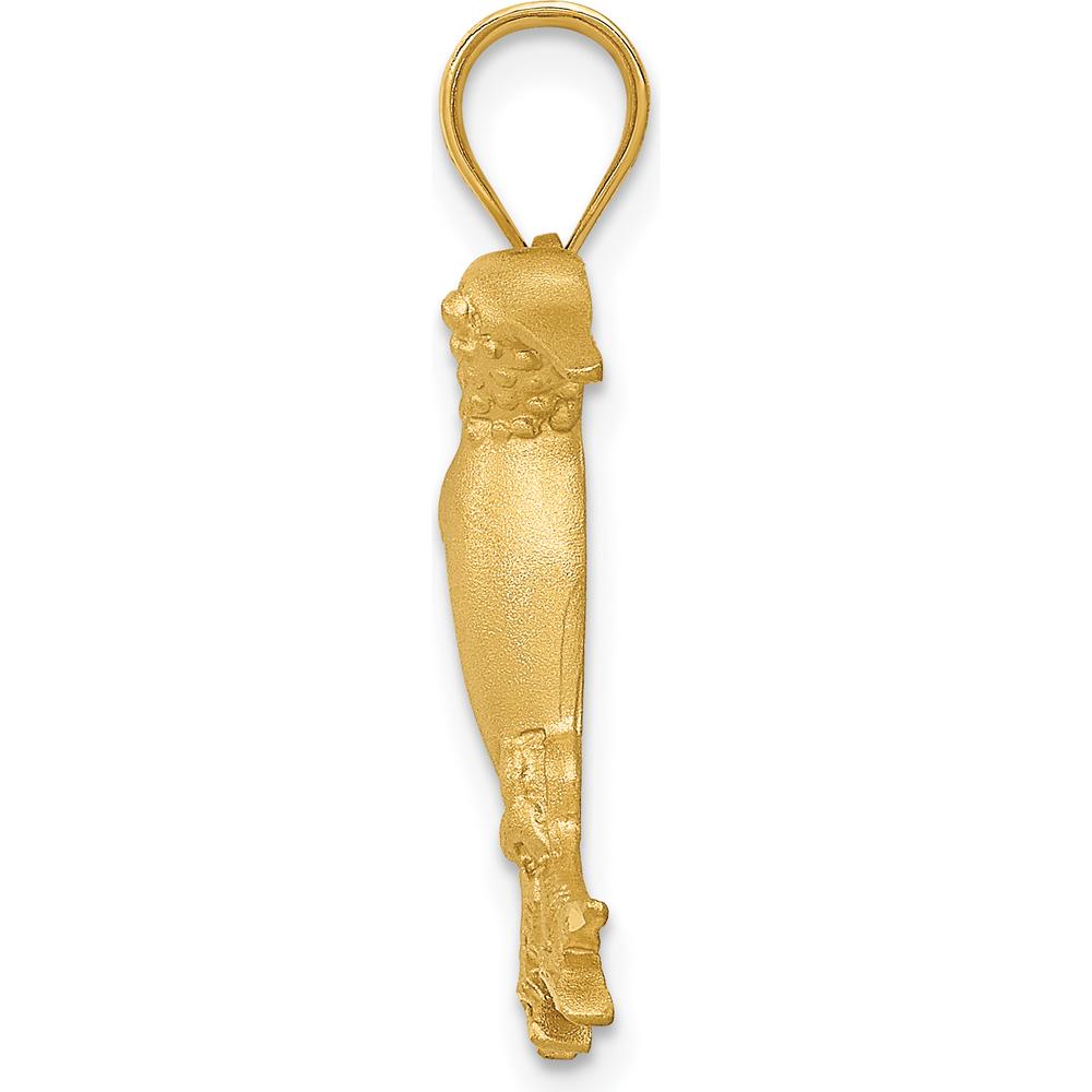 14K Yellow Gold Hummingbird Charm Pendant with Brushed Finish by Oro Pregiato