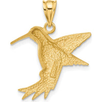 14K Yellow Gold Hummingbird Charm Pendant with Brushed Finish by Oro Pregiato