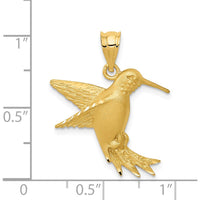 14K Yellow Gold Hummingbird Charm Pendant with Brushed Finish by Oro Pregiato