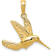 14K Yellow Gold Hummingbird in Flight Pendant - 21mm by Oro Pregiato