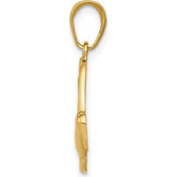 14K Yellow Gold Hummingbird in Flight Pendant - 21mm by Oro Pregiato