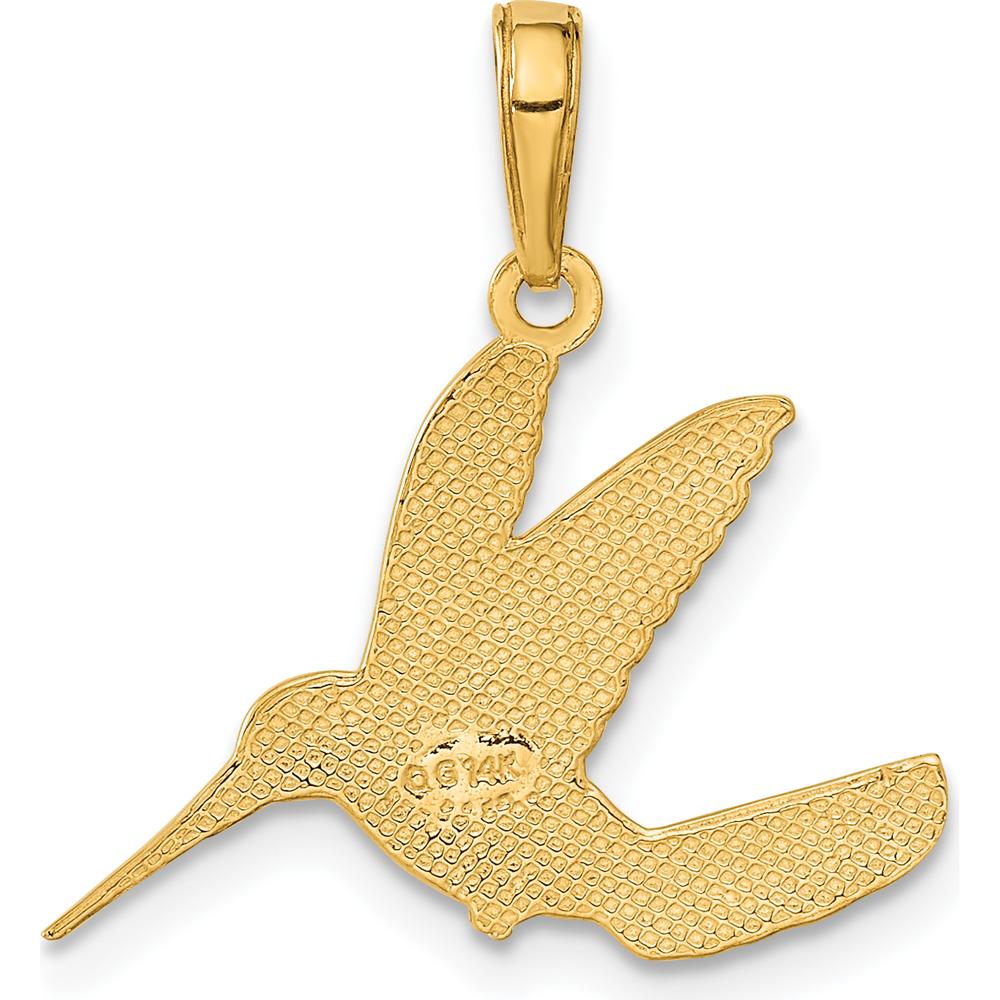 14K Yellow Gold Hummingbird in Flight Pendant - 21mm by Oro Pregiato