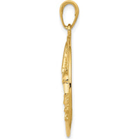 14K Yellow Gold Hummingbird in Round Frame Pendant - Nature-Inspired Charm by Oro Pregiato