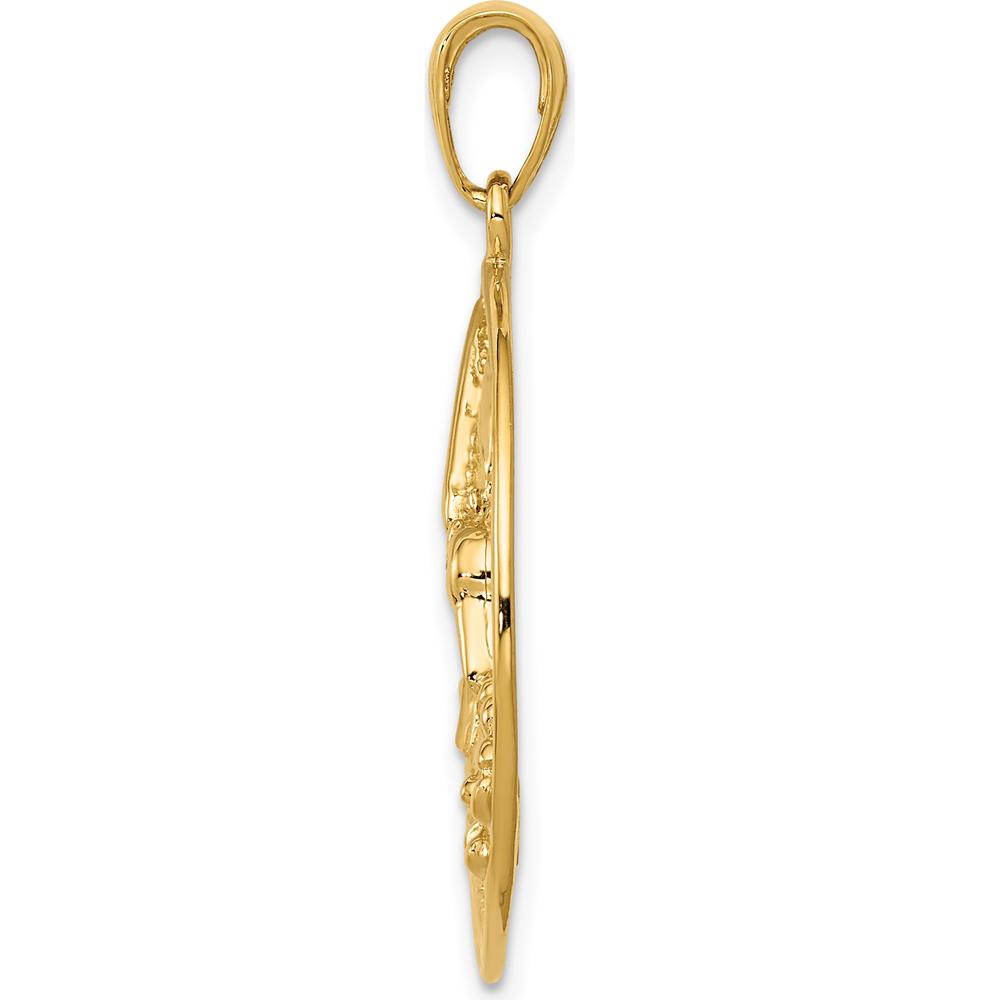 14K Yellow Gold Hummingbird in Round Frame Pendant - Nature-Inspired Charm by Oro Pregiato