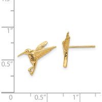 14K Yellow Gold Hummingbird Post Earrings - Nature-Inspired Design by 0