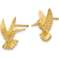 14K Yellow Gold Hummingbird Post Earrings - Polished Finish by 0