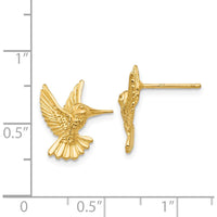 14K Yellow Gold Hummingbird Post Earrings - Polished Finish by 0