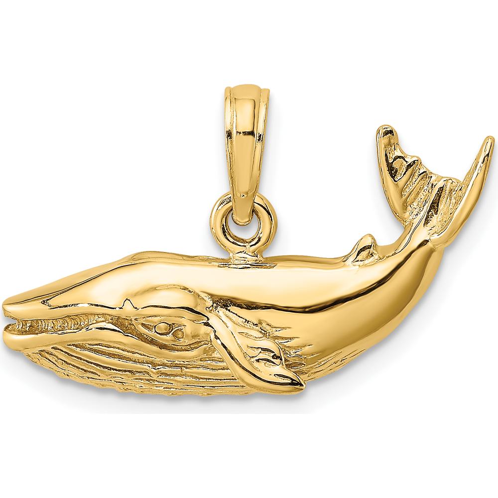 14K Yellow Gold Humpback Whale Pendant with Polished Textured Detailing by Oro Pregiato