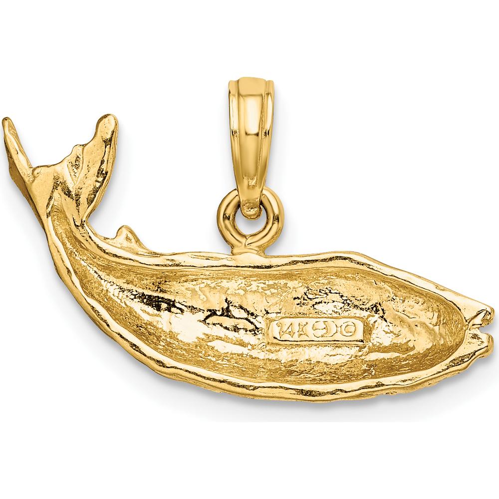 14K Yellow Gold Humpback Whale Pendant with Polished Textured Detailing by Oro Pregiato