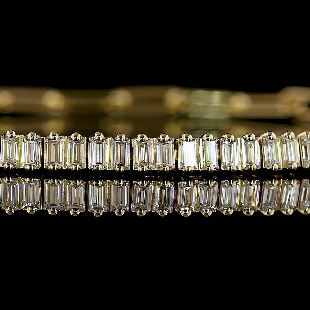 14K Yellow Gold Hybrid Baguette & Link Bracelet with 54 Lab Grown E-F VS1 Diamonds - 1.36 Total Carat Weight - Covaloro Fine Jewelry