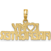 14K Yellow Gold "I Heart My Firefighter" Themed Charm Pendant by Oro Pregiato