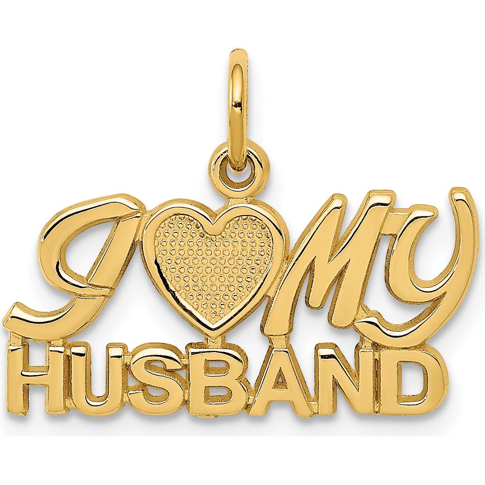 14K Yellow Gold I (Heart) MY HUSBAND Charm Pendant by Oro Pregiato