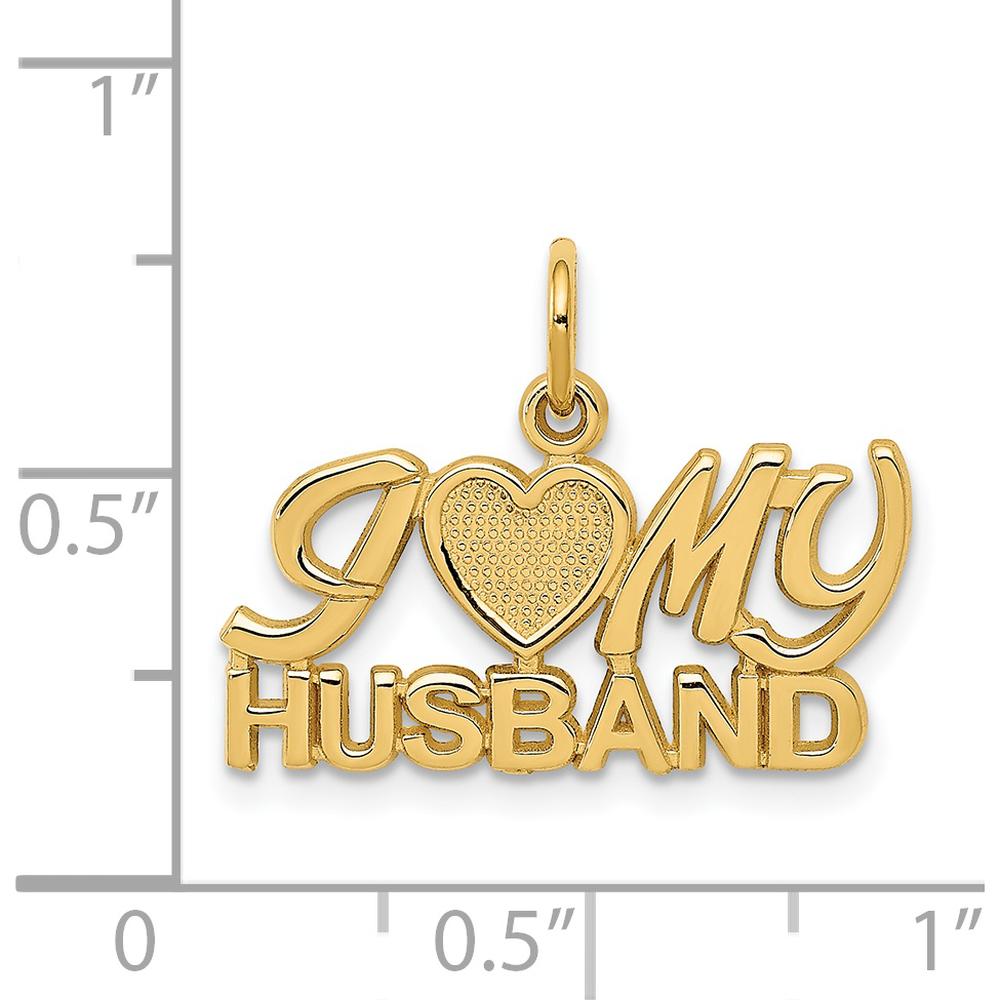 14K Yellow Gold I (Heart) MY HUSBAND Charm Pendant by Oro Pregiato