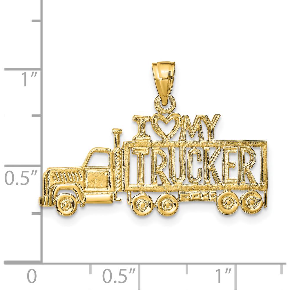 14K Yellow Gold "I Heart My Trucker" Truck Pendant by Oro Pregiato