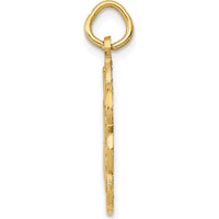 14K Yellow Gold I Love Dogs Scalloped Circle Charm - Polished Finish by Oro Pregiato