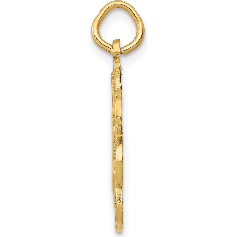 14K Yellow Gold I Love Dogs Scalloped Circle Charm - Polished Finish by Oro Pregiato