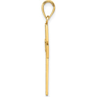 14K Yellow Gold I LOVE JESUS Cross Pendant with Heart Details - 25.2mm Length by Oro Pregiato