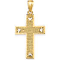 14K Yellow Gold I LOVE JESUS Cross Pendant with Heart Details - 25.2mm Length by Oro Pregiato