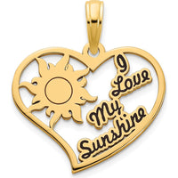 14K Yellow Gold "I Love My Sunshine" Heart Pendant with Epoxy Accents by Oro Pregiato