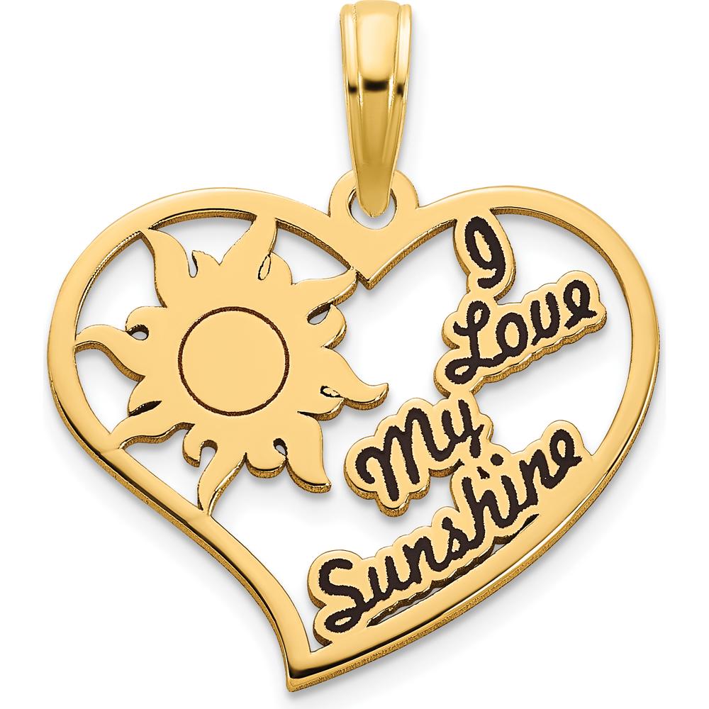 14K Yellow Gold "I Love My Sunshine" Heart Pendant with Epoxy Accents by Oro Pregiato