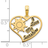 14K Yellow Gold "I Love My Sunshine" Heart Pendant with Epoxy Accents by Oro Pregiato
