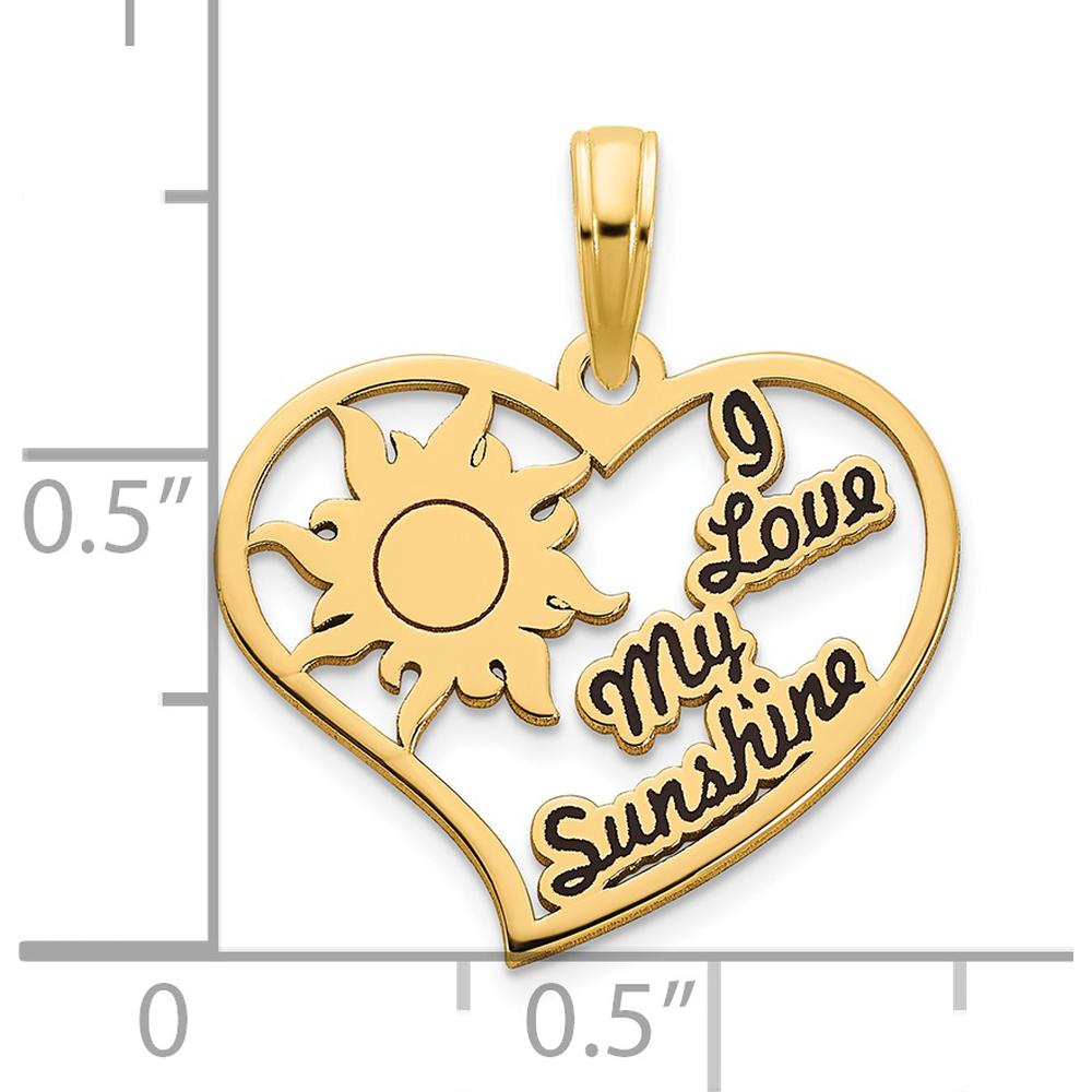 14K Yellow Gold "I Love My Sunshine" Heart Pendant with Epoxy Accents by Oro Pregiato