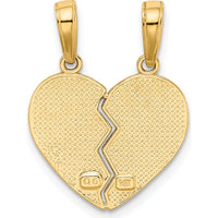 14K Yellow Gold I LOVE YOU 2-Piece Break-Apart Heart Charm - Polished Textured Finish by Oro Pregiato