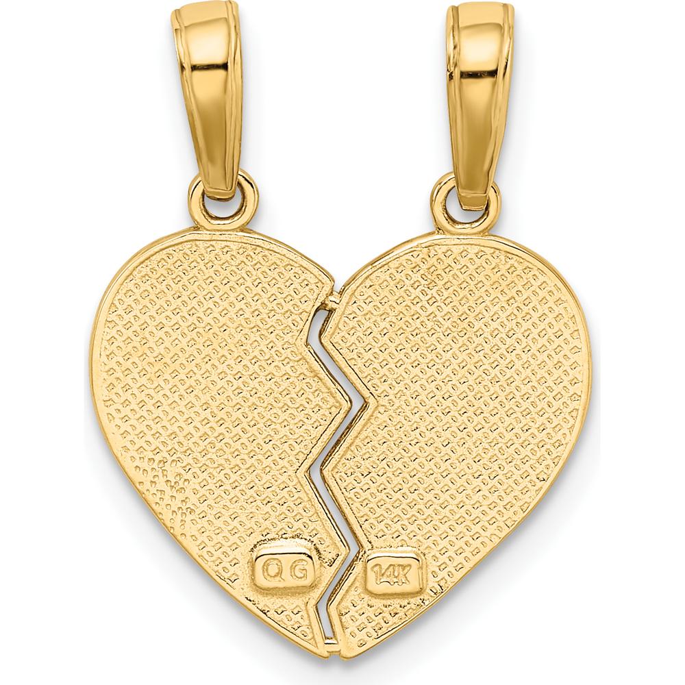 14K Yellow Gold I LOVE YOU 2-Piece Break-Apart Heart Charm - Polished Textured Finish by Oro Pregiato