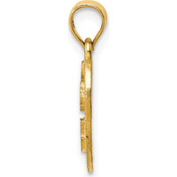 14K Yellow Gold "I Love You" Heart Pendant with Textured Back - Solid Casted Charm by Oro Pregiato