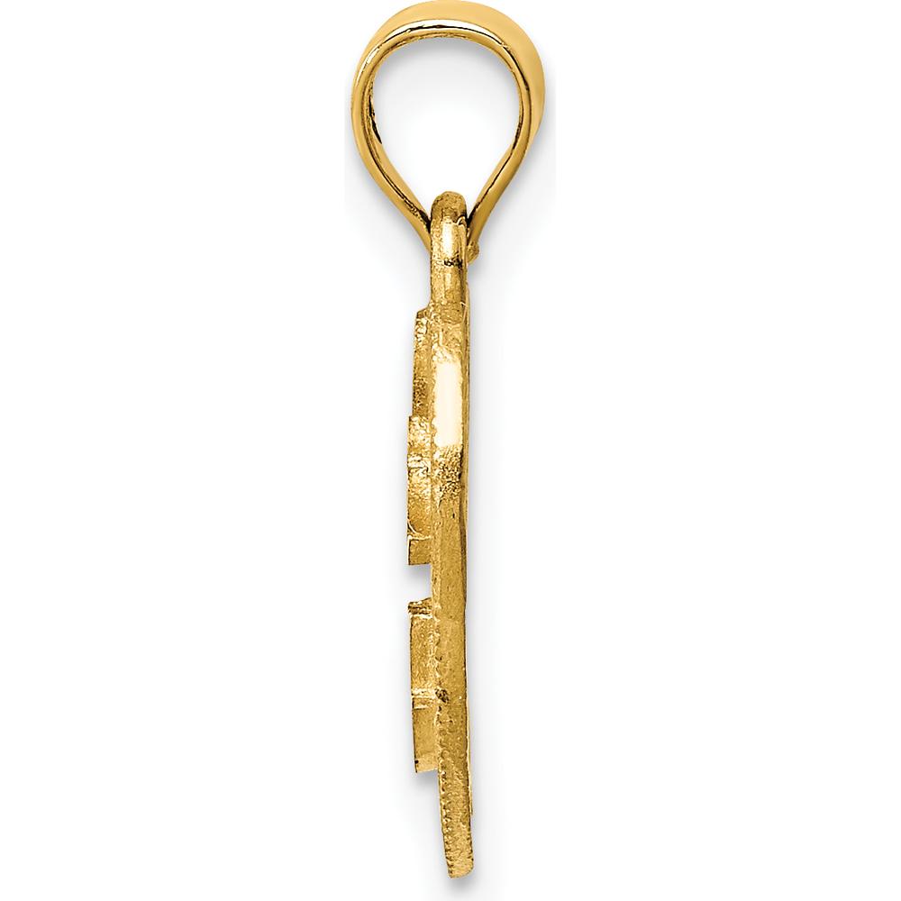 14K Yellow Gold "I Love You" Heart Pendant with Textured Back - Solid Casted Charm by Oro Pregiato