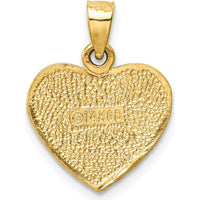 14K Yellow Gold "I Love You" Heart Pendant with Textured Back - Solid Casted Charm by Oro Pregiato