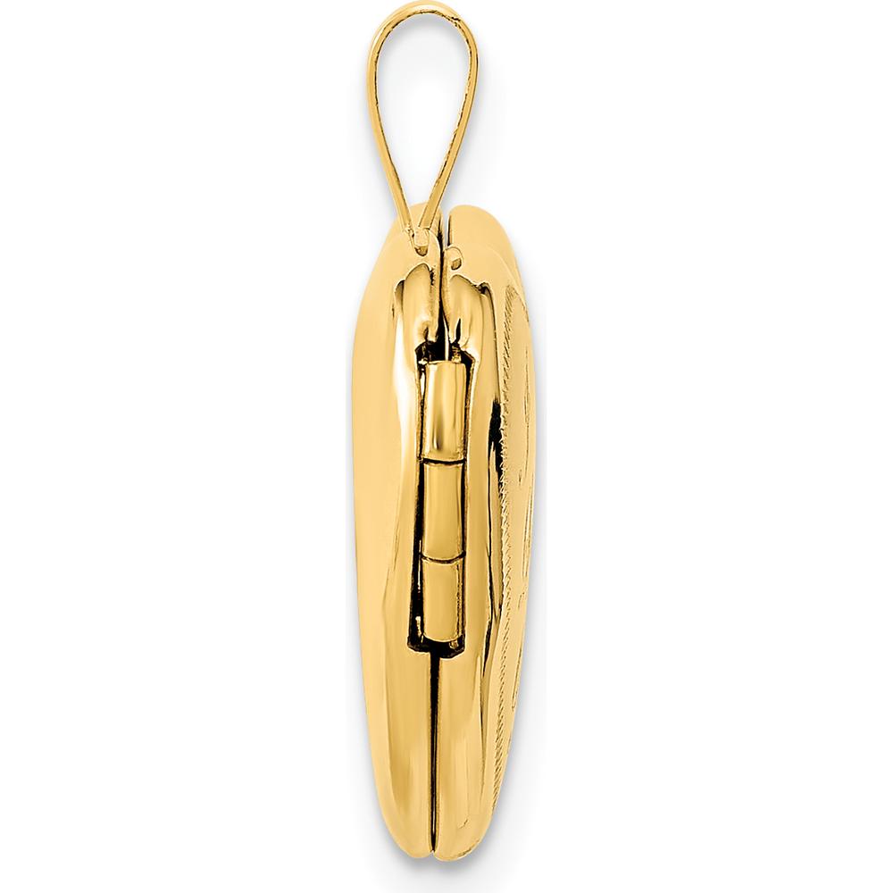 14K Yellow Gold "I Love You" Script Heart Locket Pendant with Satin Finish by Monteluci Fine Jewelry