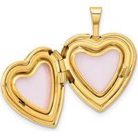 14K Yellow Gold "I Love You" Script Heart Locket Pendant with Satin Finish by Monteluci Fine Jewelry