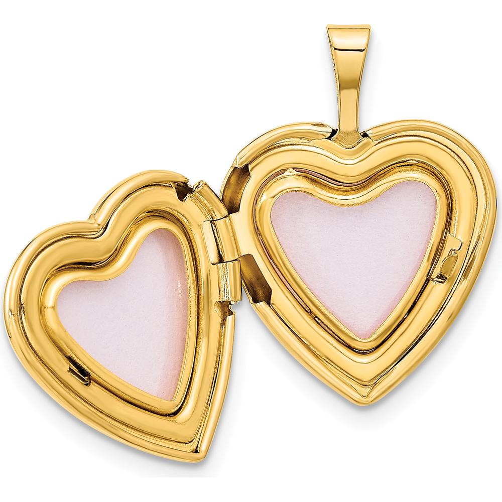 14K Yellow Gold "I Love You" Script Heart Locket Pendant with Satin Finish by Monteluci Fine Jewelry