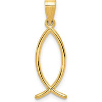 14K Yellow Gold Ichthus Fish Pendant - 26mm Length by Oro Pregiato